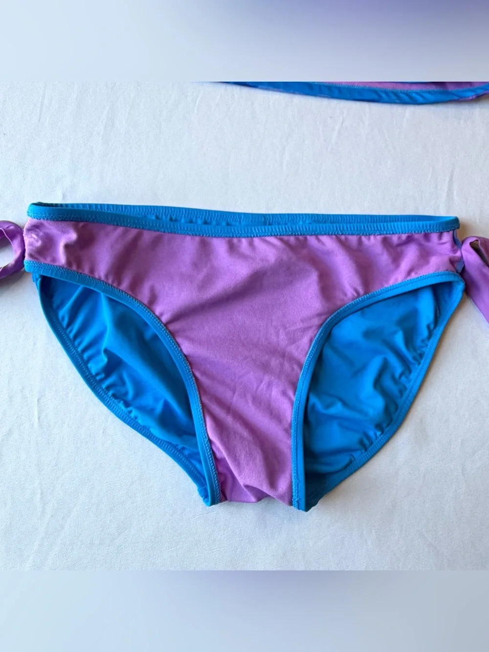 Justice Girls Swimsuit 2 Piece Blue Purple Palm Trees FUN Sequin Tankini Size 18